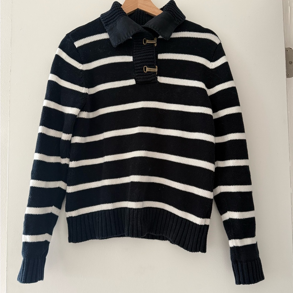 Ralph Lauren 100% Cotton Black White Striped Sweater